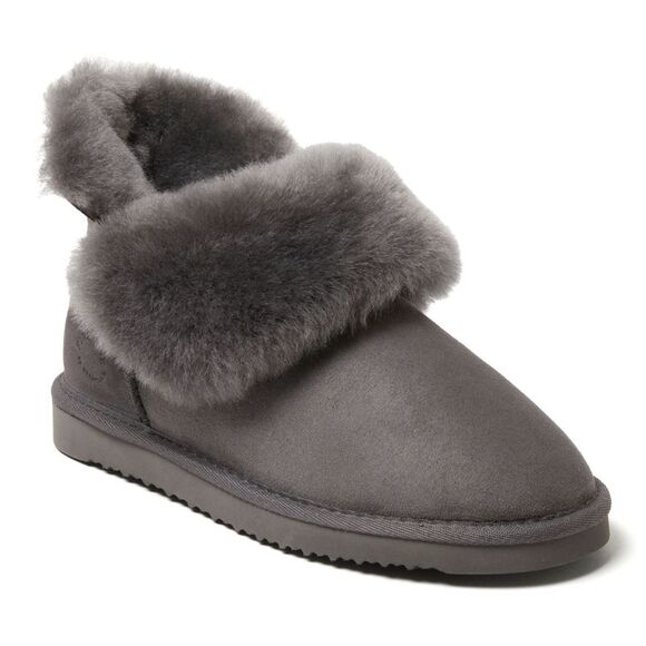Dearfoams Fireside Women's Shearling Ankle Boot Slippers - Water-Resistant, Chestnut - View #10